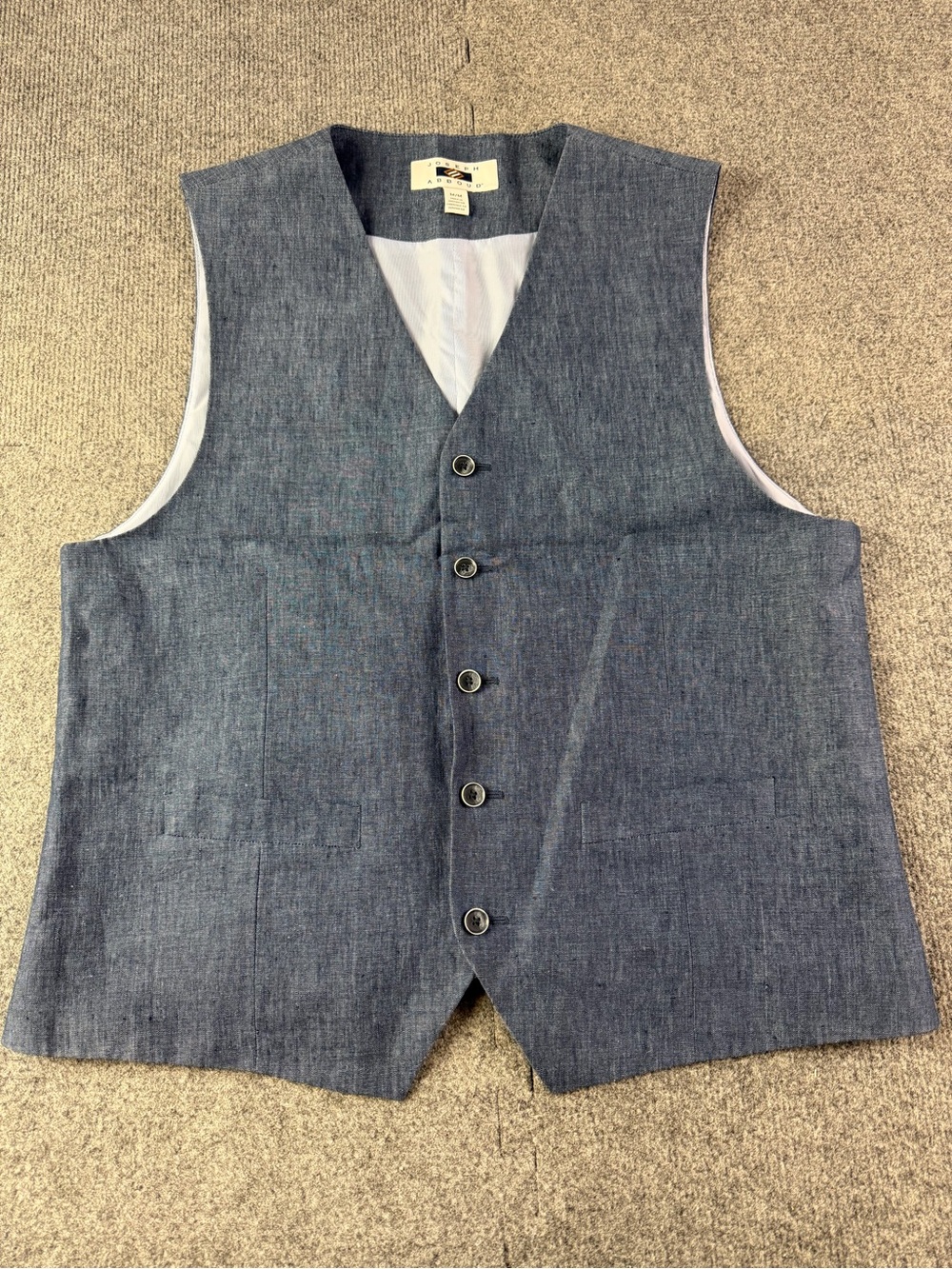 Joseph Abboud Mens 100% Linen Waistcoat Vest Size M Blue